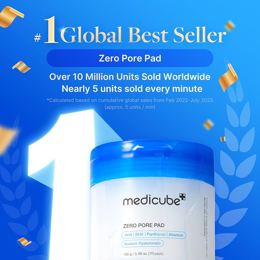 Medicube - Toallitas Zero Pore Pad 2.0 de doble textura con AHA y BHA para limpieza profunda de poros, exfoliación y control de brillo (70 Toallitas)