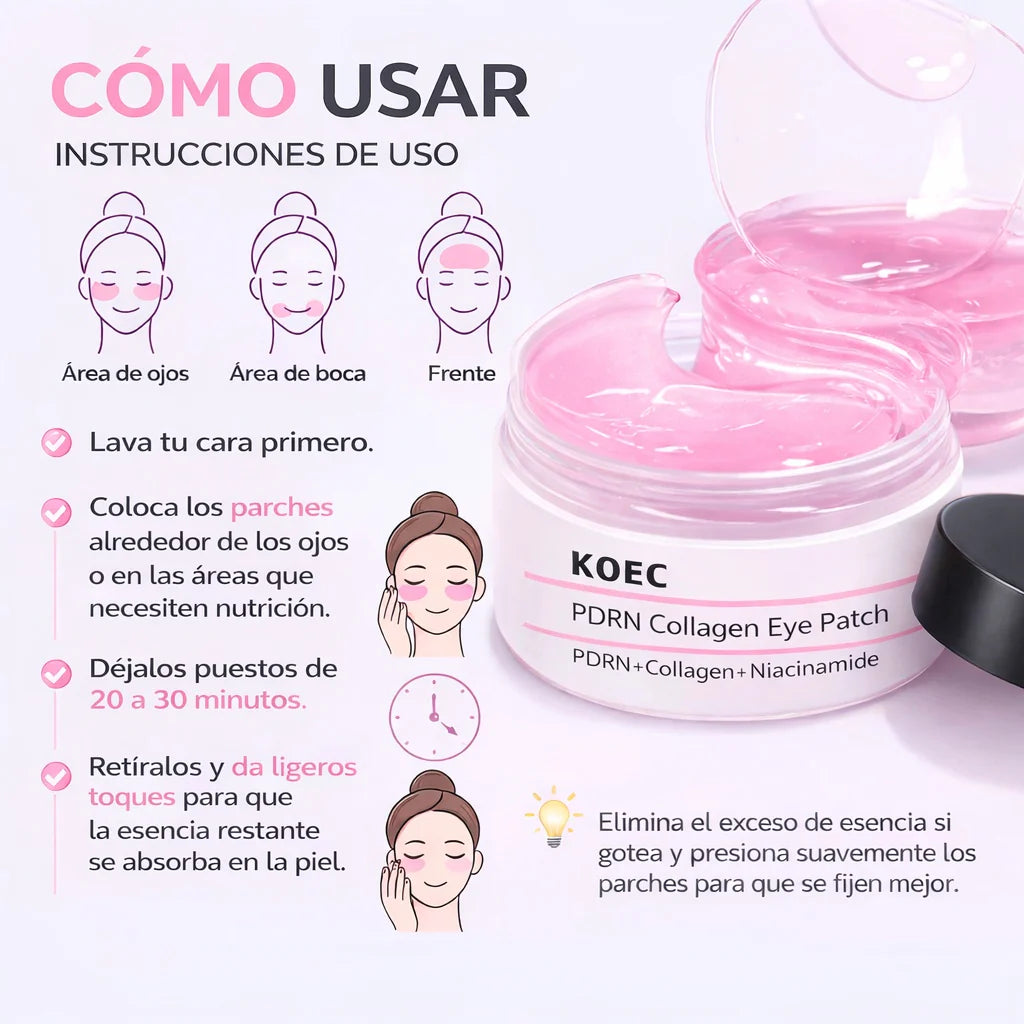 KOEC - KOEC PDRN parches oculares con colágeno (60 unidades)